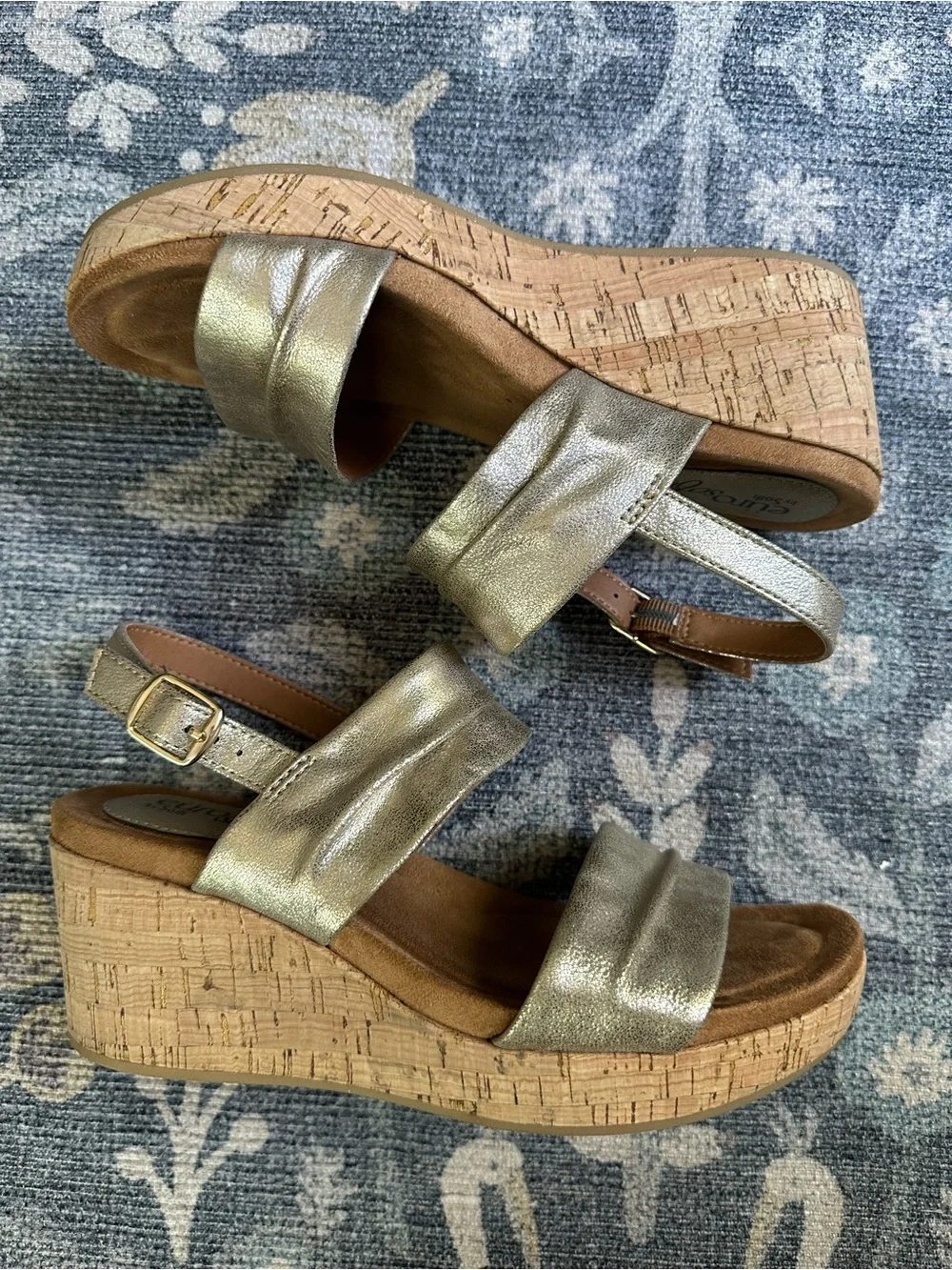 Eurosoft by Sofft Kahley Gold Cork Wedge Sandals Size 7